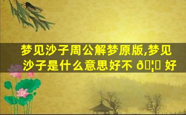 梦见沙子周公解梦原版,梦见沙子是什么意思好不 🦟 好